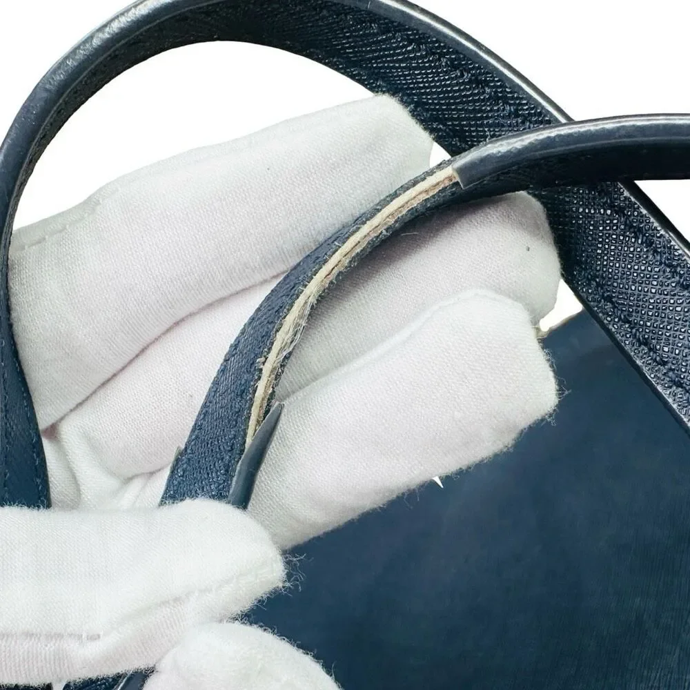 Tory Burch Large Robinson Leather Tote Bag - Navy - 14.5” x 11.25” x 4.5”